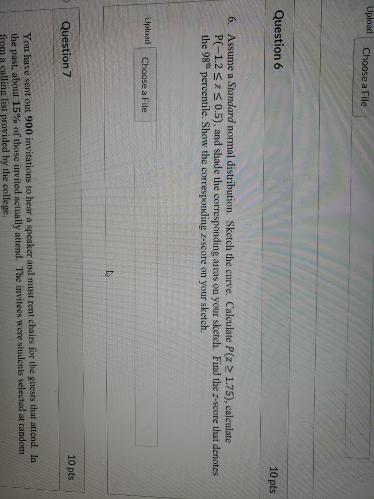 Solved Upload Choose a File Question 6 10 pts 6. Assume a | Chegg.com