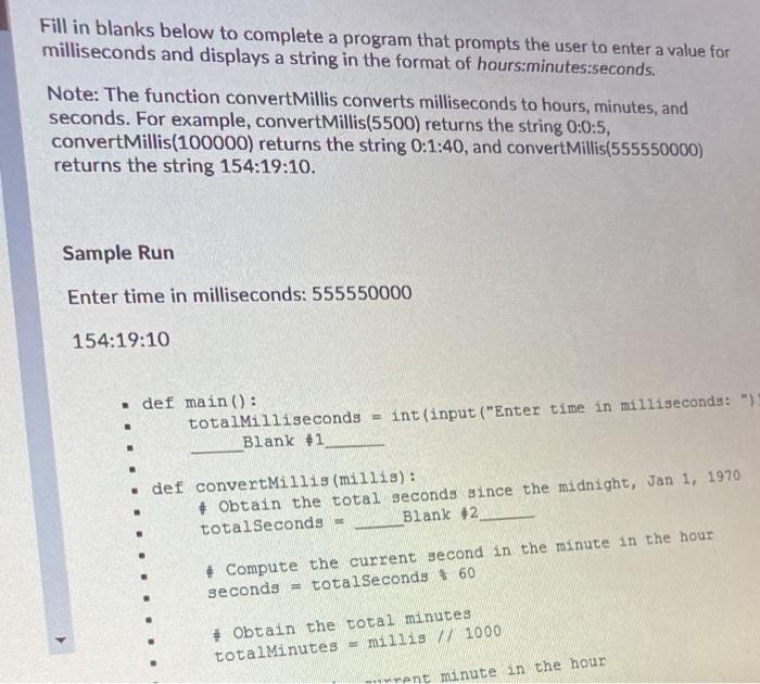 Solved Fill In Blanks Below To Complete A Program That | Chegg.Com