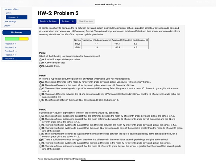 Solved Webwork Elearning.ca Homework Sets HW-5 Problems User | Chegg.com