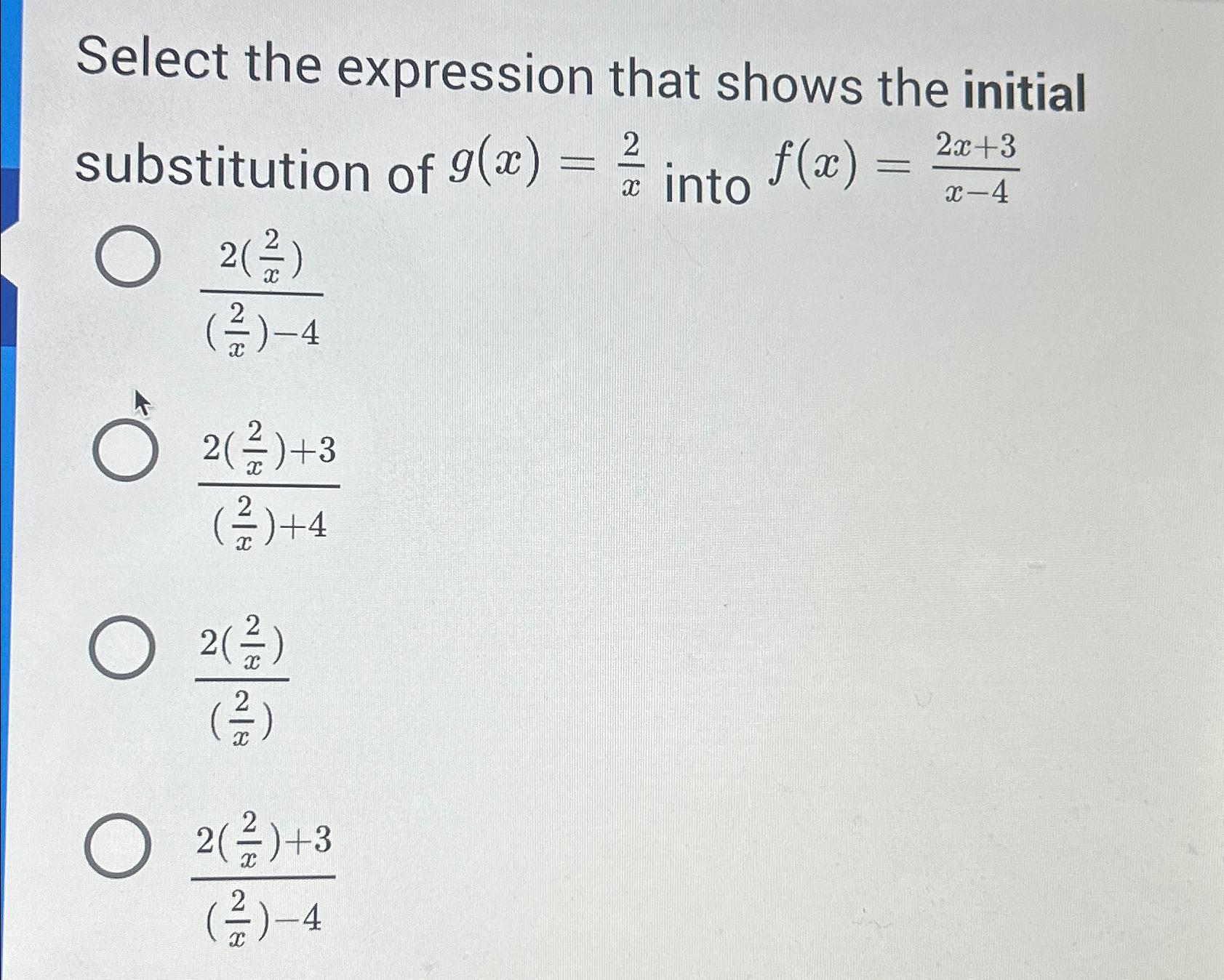 Solved Select the expression that shows the initial | Chegg.com