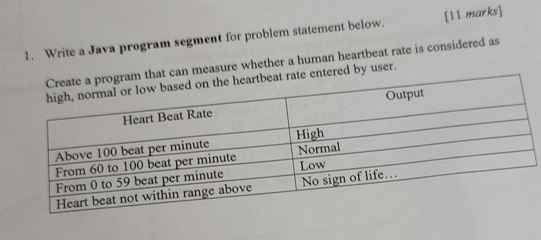 Solved 1. Write a Java program segment for problem statement