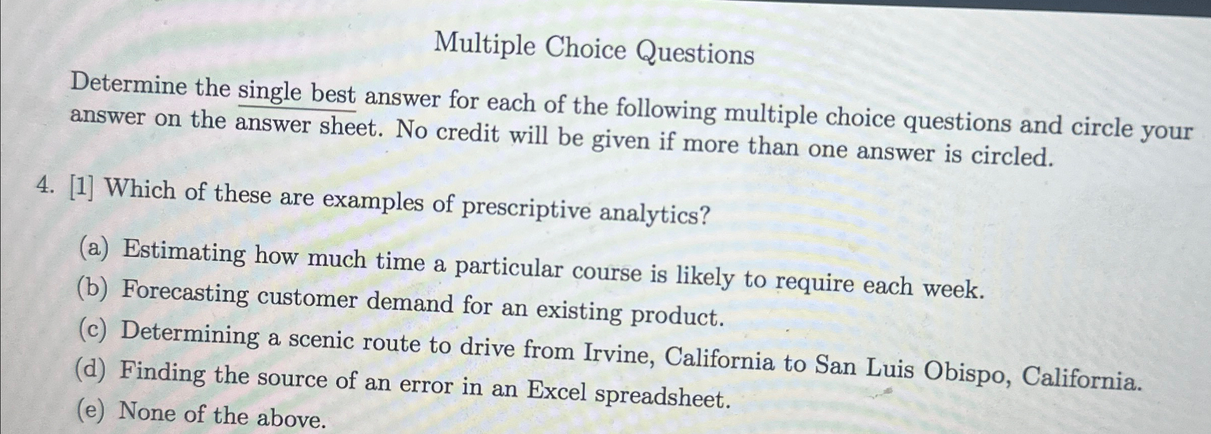 Solved Multiple Choice QuestionsDetermine the single best | Chegg.com