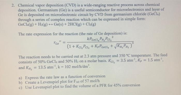 Solved Chemical vapor deposition (CVD) is a wide-ranging | Chegg.com