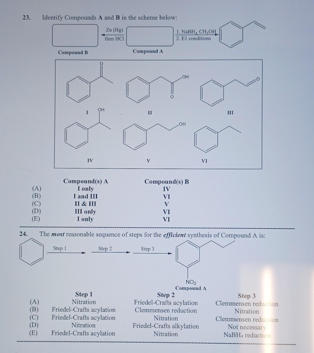 Solved 23. Identify Compounds A And B In The Scheme Below: ← | Chegg.com