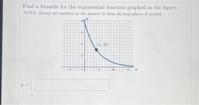 Solved Find a formula for the exponential function graphed | Chegg.com