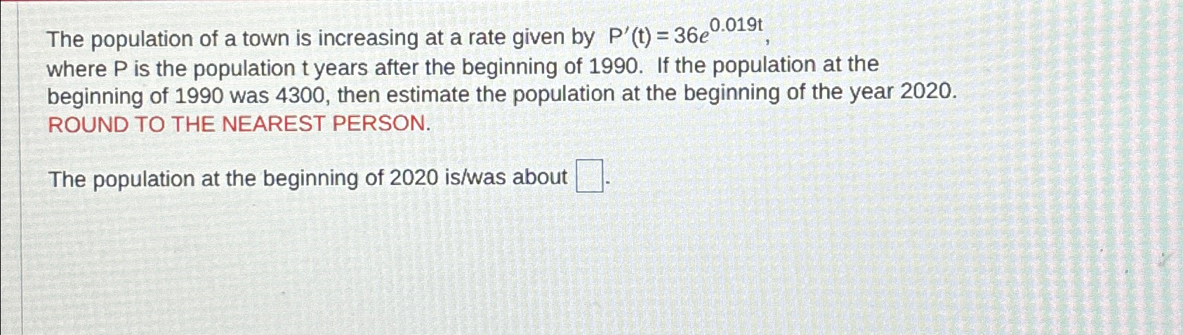 Solved The population of a town is increasing at a rate | Chegg.com