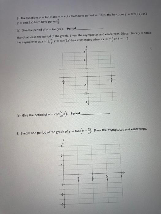 Solved The Functions Y Tanx And Y Cotx Both Have Period Chegg Com