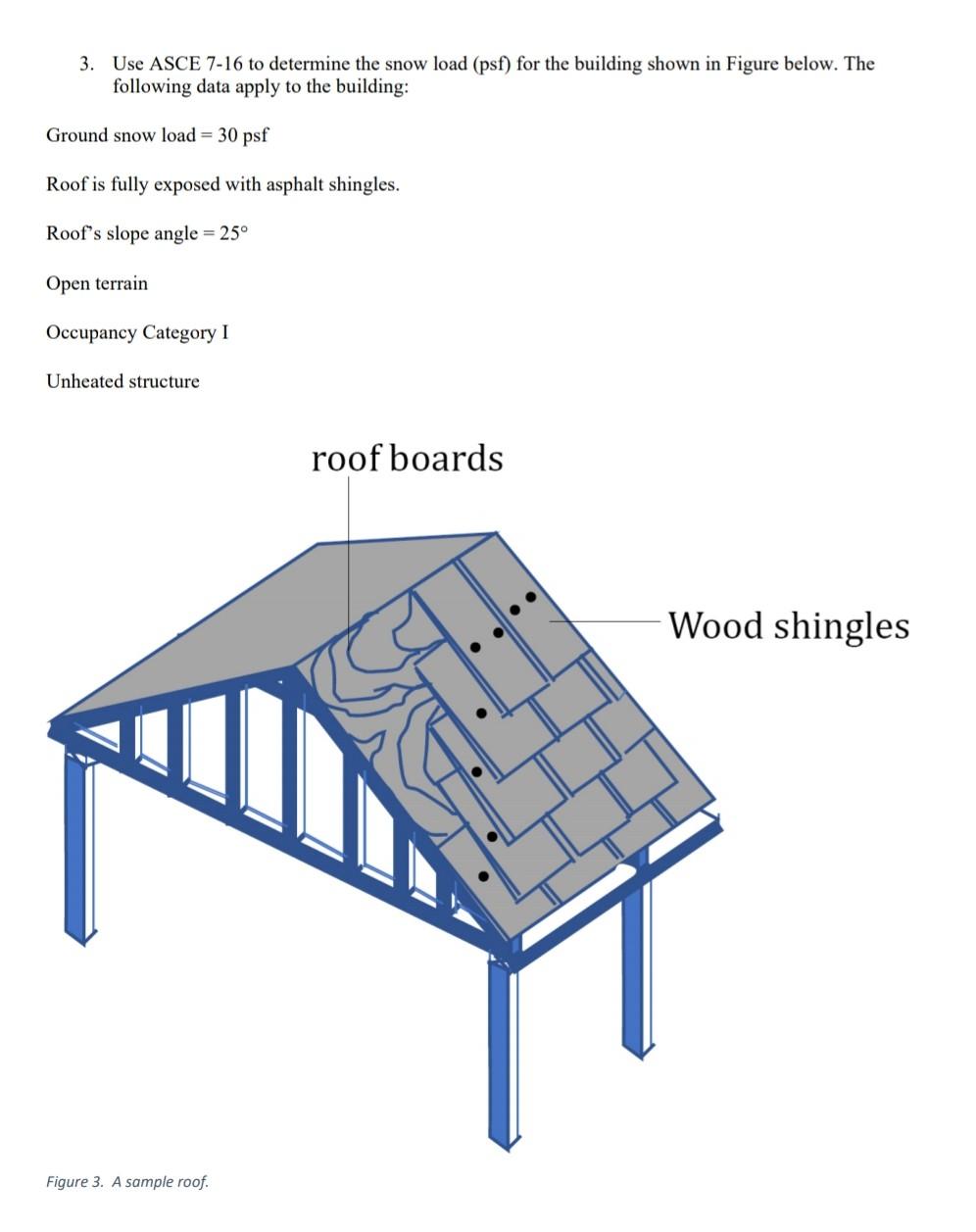 Solved 3. Use ASCE 716 to determine the snow load (psf) for