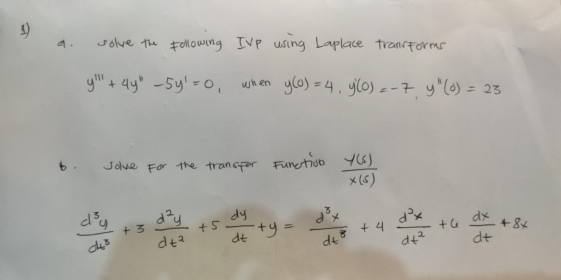 Solved Solve The Following Ivp Using Laplace Transforms Y