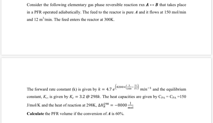 Solved Consider the following elementary gas phase | Chegg.com