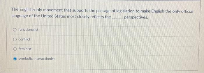 Solved > Question 1 1 pts The English-only movement that | Chegg.com