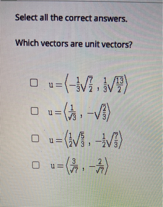 Solved Select all the correct answers. Which vectors are | Chegg.com