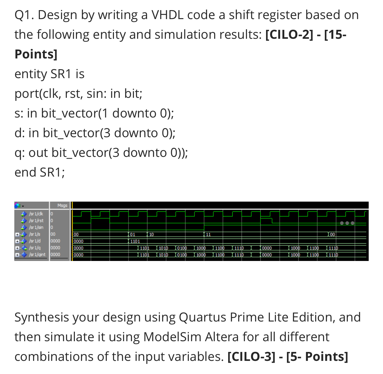 Solved Solve it for me using VHDL CODE please.Q1. ﻿Design by | Chegg.com