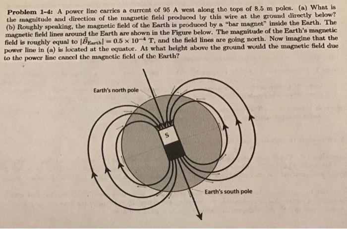 Solved Problem 1-4: A power line carries a current of 95 A | Chegg.com