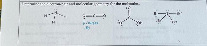 Solved Determine the electron-pair and molecular geometry | Chegg.com