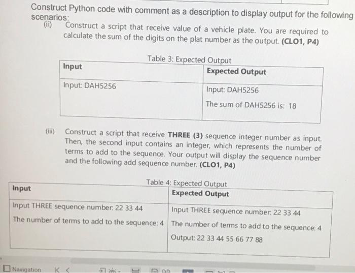 Solved Construct Python code with comment as a description | Chegg.com