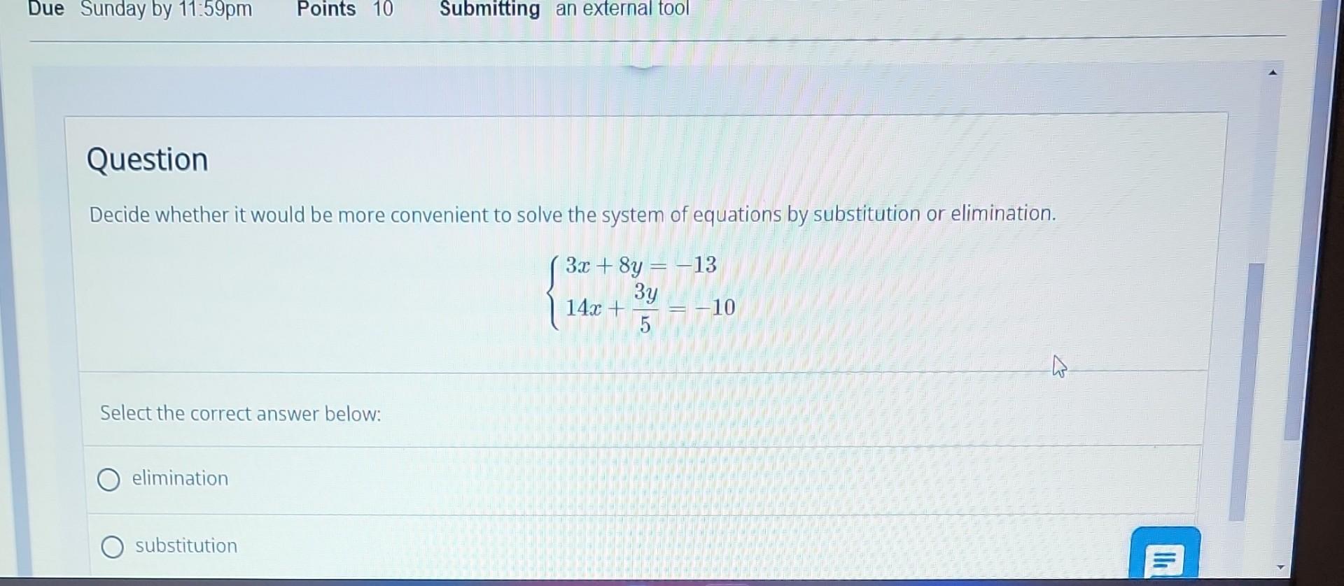 Solved Due Sunday by 11:59pm Points 10 Submitting an | Chegg.com