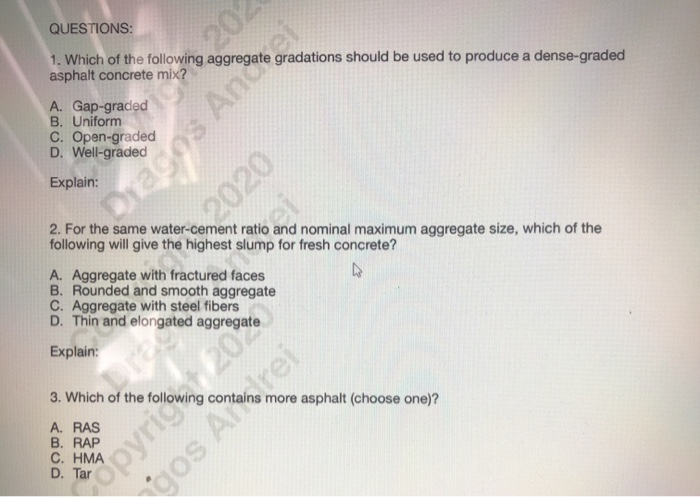 Solved QUESTIONS: 1. Which of the following aggregate | Chegg.com