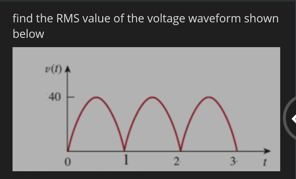 Solved find the RMS value of the voltage waveform shown | Chegg.com