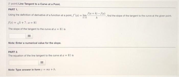 Solved Using the definition of derivative of a function at a | Chegg.com