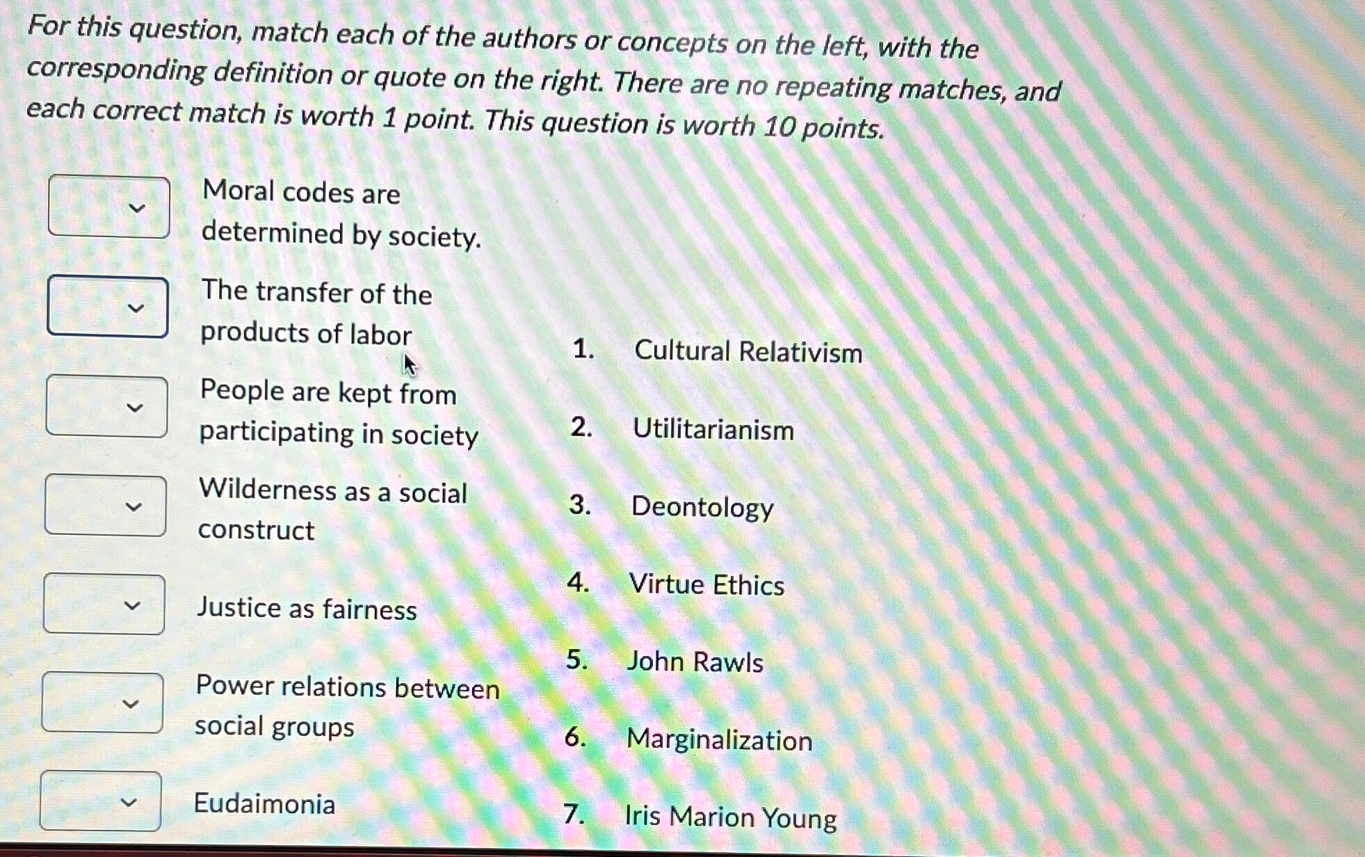 Solved For this question, match each of the authors or | Chegg.com