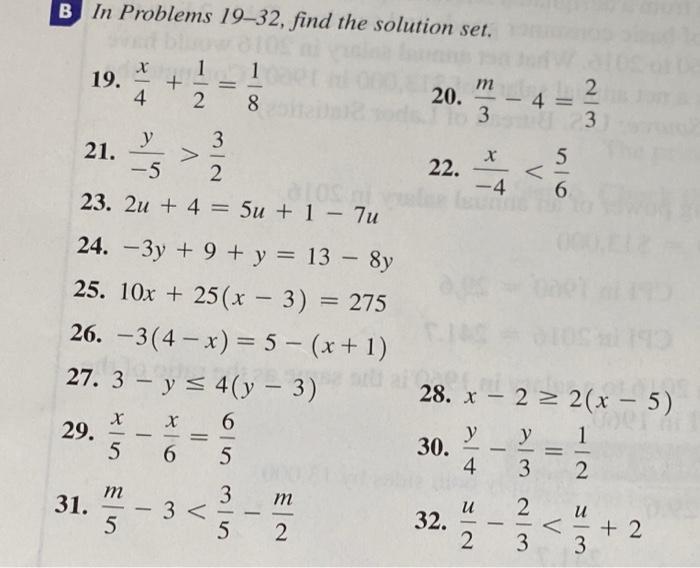 Solved B In Problems 19-32, find the solution set. 19. | Chegg.com