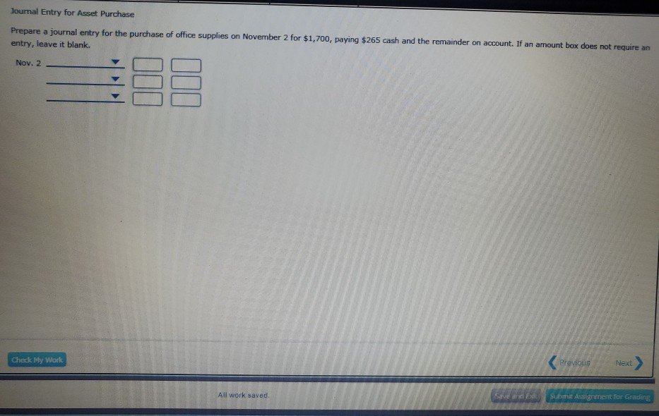 Solved Journal Entry for Asset Purchase Prepare a journal