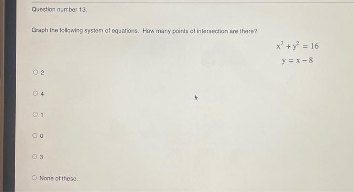 Solved Graph the following system of equations. How many | Chegg.com