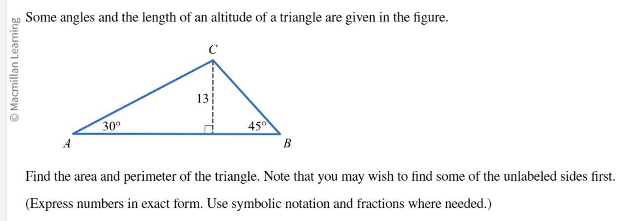 Solved Some angles and the length of an altitude of a