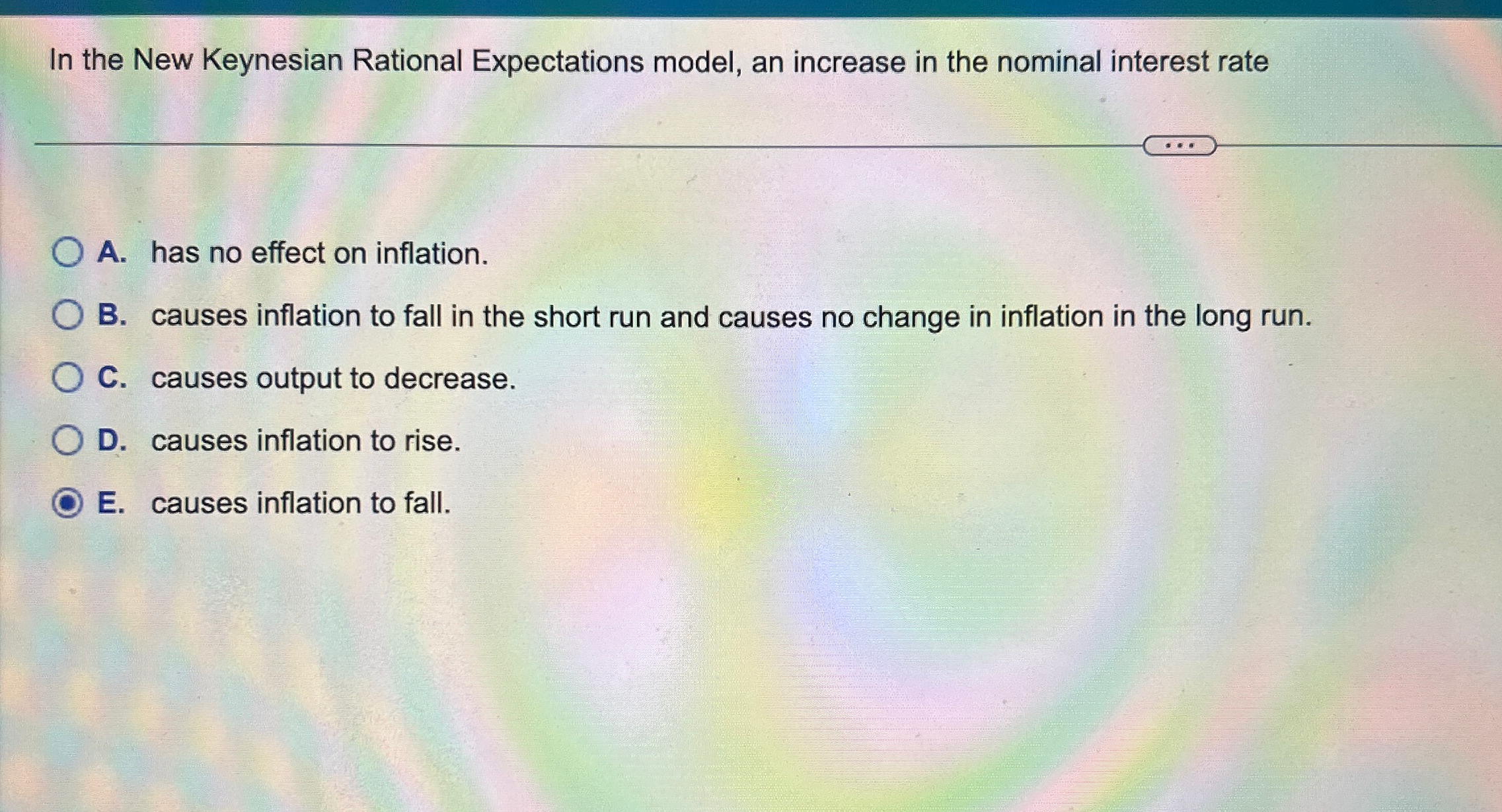 Solved In the New Keynesian Rational Expectations model, an | Chegg.com