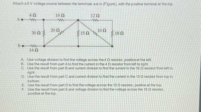 Solved Attach a 6V voltage source between the terminals | Chegg.com