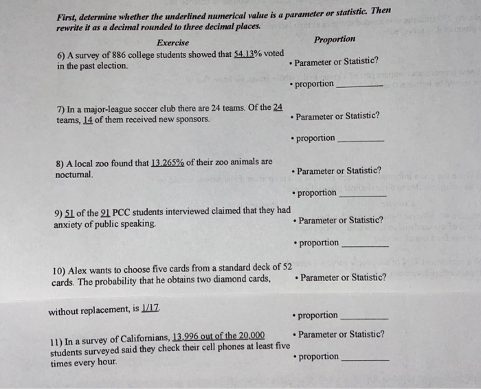 Solved First, determine whether the underlined numerical | Chegg.com