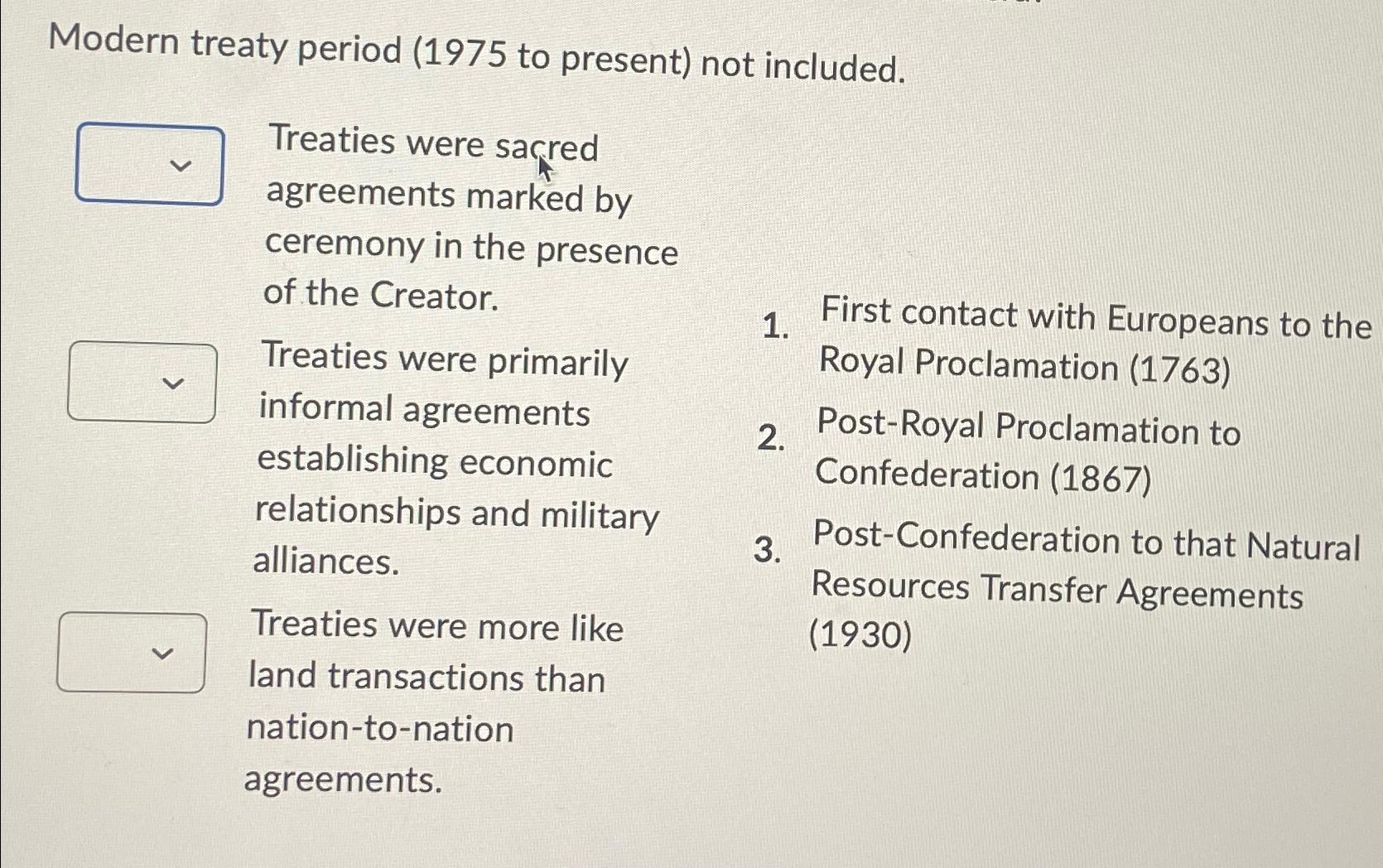 Solved Modern Treaty Period (1975 ﻿to Present) ﻿not | Chegg.com