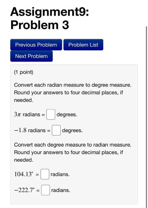 Solved Problem 1 Problem List Previous Problem Next Problem | Chegg.com