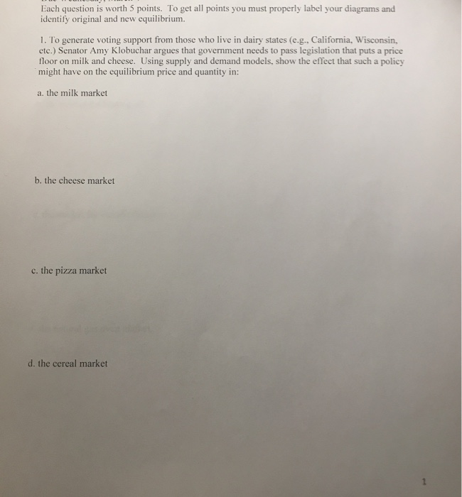 Solved Each question is worth 5 points. To get all points | Chegg.com