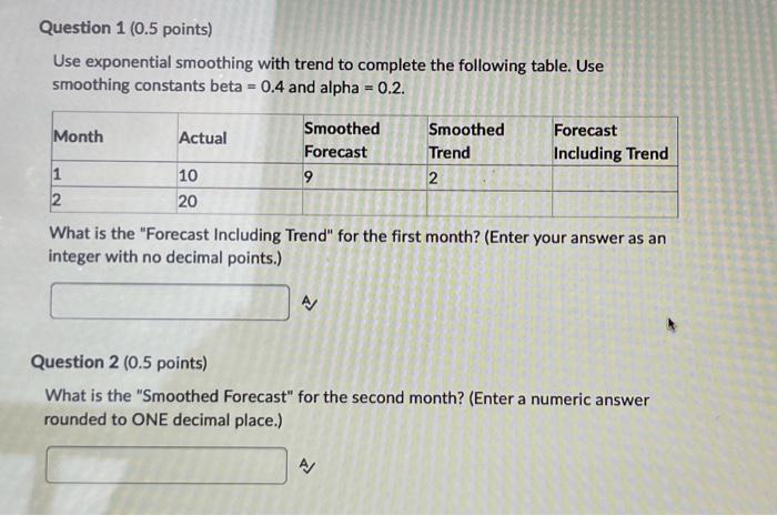 Solved Use Exponential Smoothing With Trend To Complete The | Chegg.com