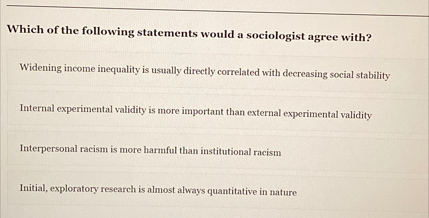 Solved Which of the following statements would a sociologist | Chegg.com