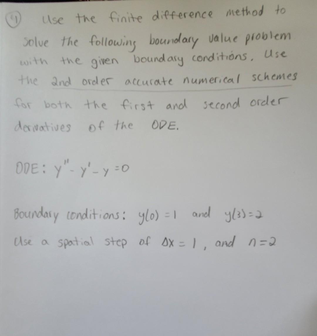 Solved Use the finite difference method to Solve the | Chegg.com