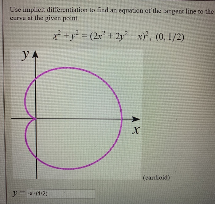 Solved Use implicit differentiation to find an equation of | Chegg.com