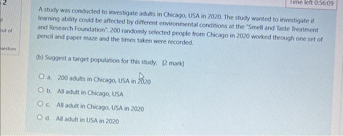 Solved A study was conducted to investigate adults in | Chegg.com