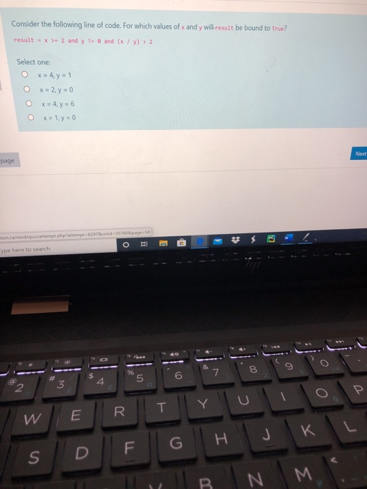 Solved Consider the following line of code. For which values | Chegg.com