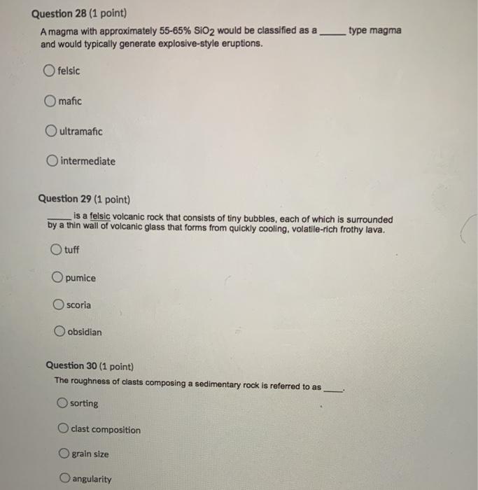 Solved Question 28 (1 point) A magma with approximately | Chegg.com
