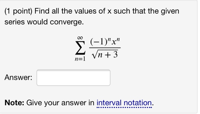 Solved 1 Point) Find All The Values Of X Such That The Given | Chegg.com