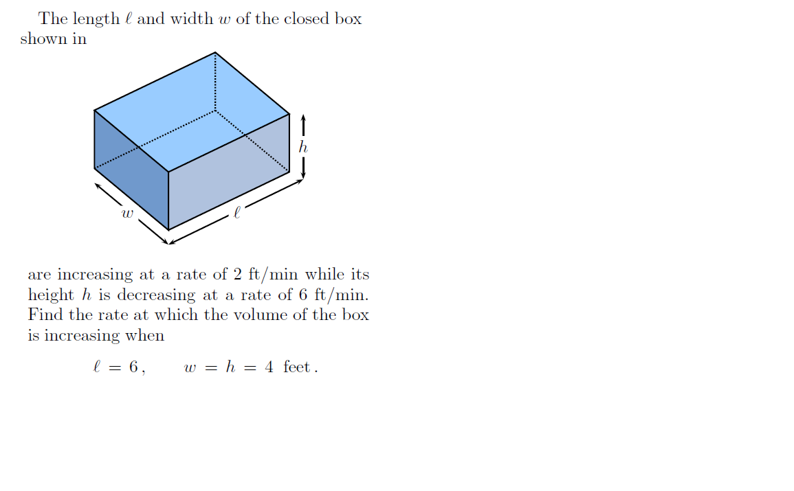 Solved The length l and width w of the closed box shown in | Chegg.com