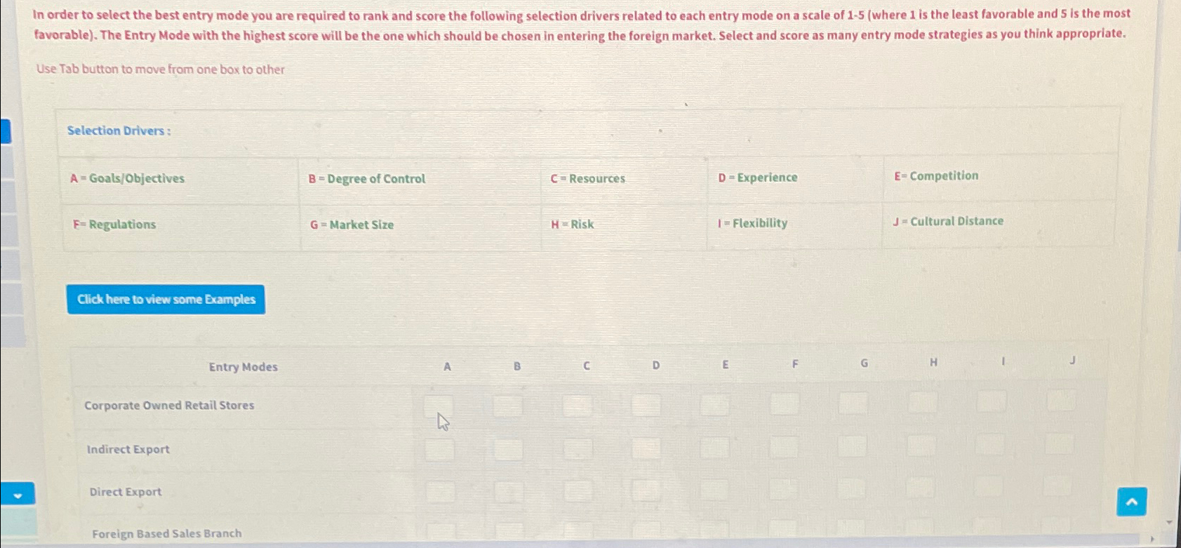 Solved In order to select the best entry mode you are | Chegg.com
