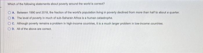 Solved Which of the following statements about poverty | Chegg.com