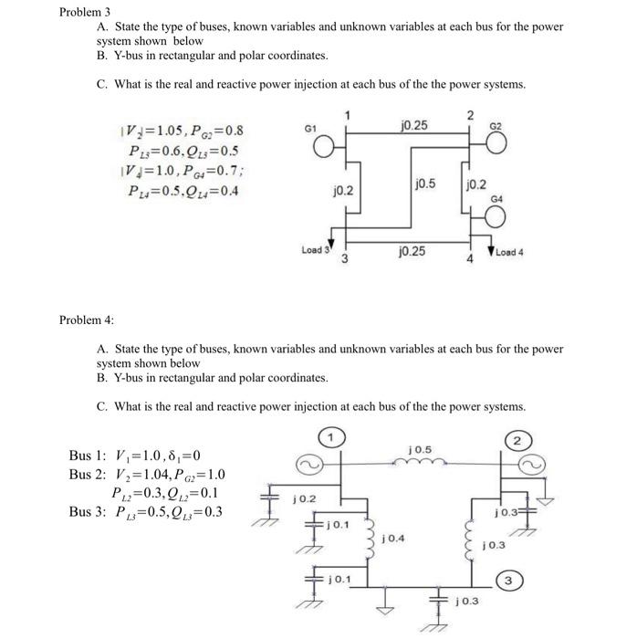 Solved Problem 3 A. State the type of buses, known variables | Chegg.com