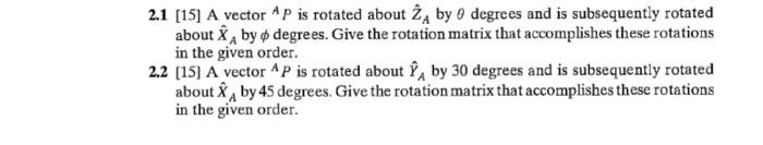 2.1 [15] A vector AP is rotated about 2₁ by 0 degrees | Chegg.com