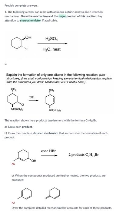 Solved Provide Complete Answers 1. The Following Alcohol Can 