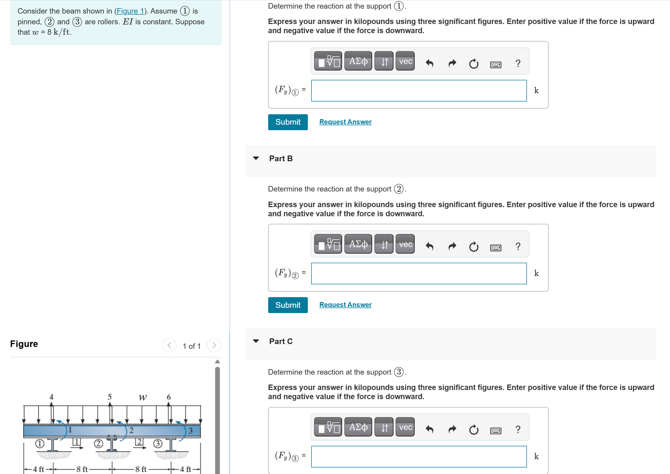 Solved Consider the beam shown in (Figure 1). ﻿Assume 1 ﻿is | Chegg.com